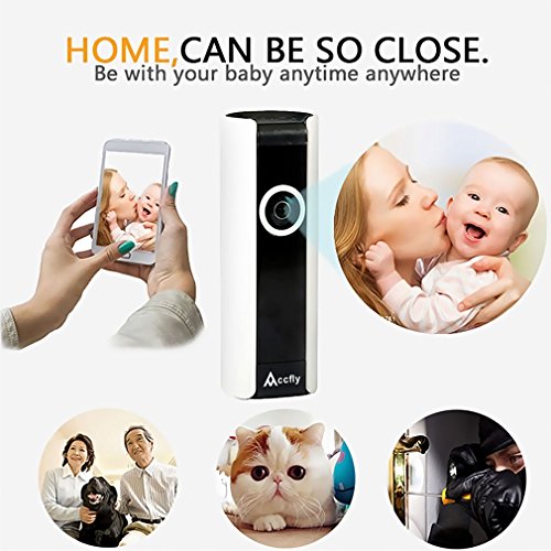 Accfly Wireless Security IP Camera System 720P HD WiFi Smart Home Surveillance Video Cam Two Way Talk Night Vision 185° Wide Angle Motion Detection