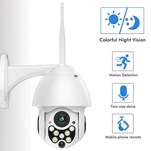 SDETER Outdoor PTZ WiFi Security Camera, Wireless Pan Tilt Zoom Surveillance CCTV IP Weatherproof Camera with Two Way Audio Night Vision Motion Detection 720P