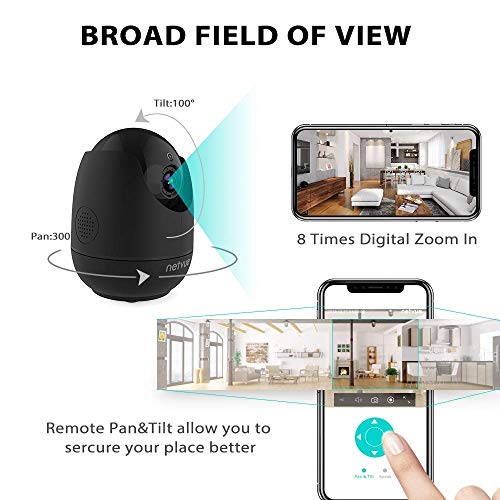 NETVUE Home Security Camera, Work with Alexa Echo show 360 degree View, Wireless IP Camera with Motion Detection P/T/Z, TF Card Record, 2 Way Audio and 1080P HD Night Vision, Baby Monitor, Pet Camera